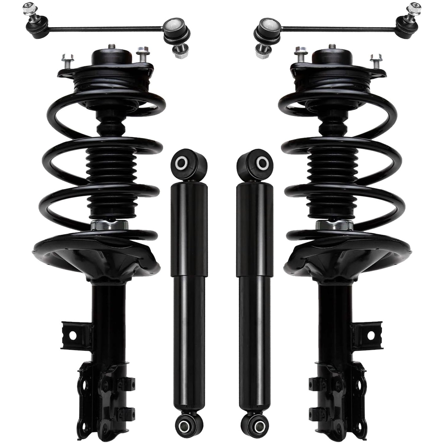 Detroit Axle - 6pc Struts Shocks Kit for 2014-2018 Chevy Silverado 1500 GMC Sierra 1500, 2 Front Struts w/Coil Springs 2 Sway Bars 2 Rear Shock Absorbers 2015 2016 2017 Replacement Suspension