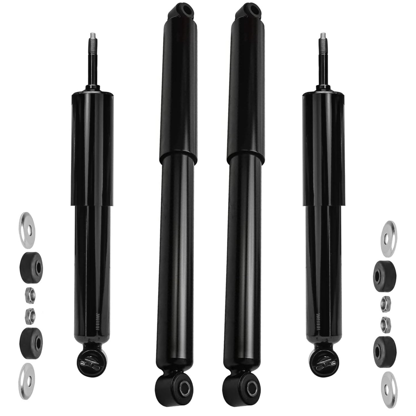 Detroit Axle - Front and Rear Shock Absorbers for 2007-2017 Jeep Wrangler, 2018 Wrangler JK 4 Complete Shock Absorber Assembly 2008 2009 2010 2011 2012 2013 2014 2015 2016 Replacement