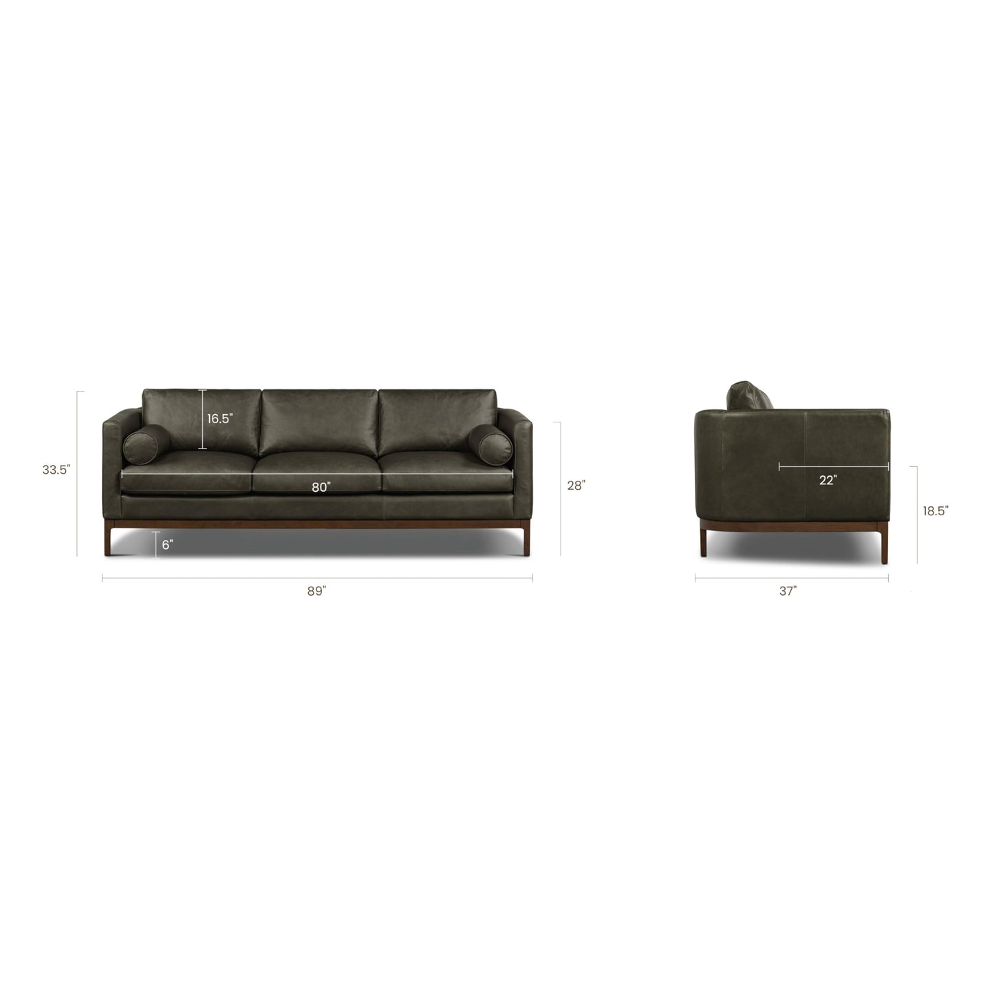 Poly & BARK Napa 88.5" Sofa with Deep Seating, Tailored Upholstered Finish, Clean Modern Lines, and Balanced Proportions for Comfortable and Refined Living Spaces