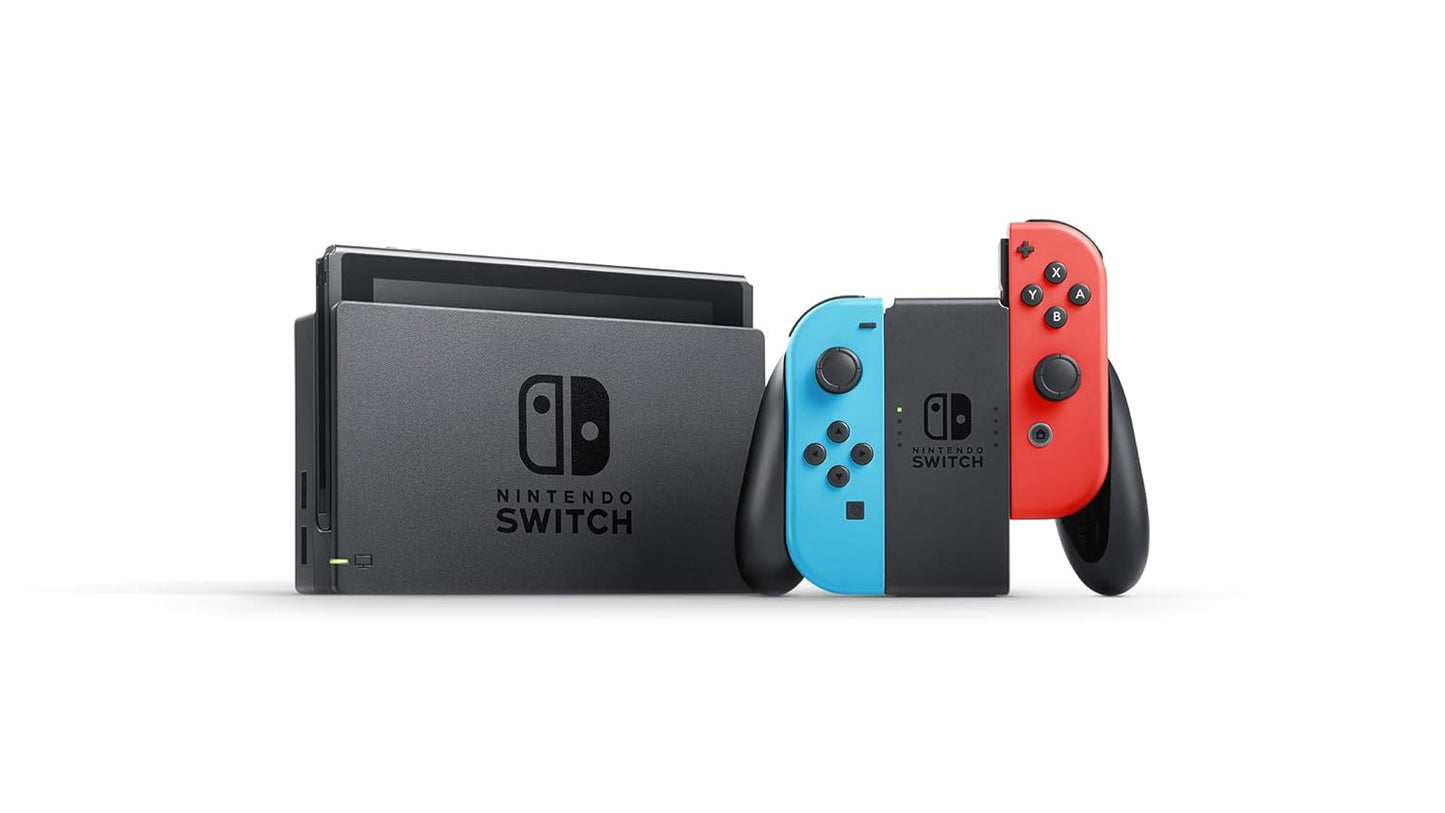 Nintendo Switch with Neon Blue and Neon Red Joy-Con - Handheld Gaming Console | Neon and neon Joy-Con