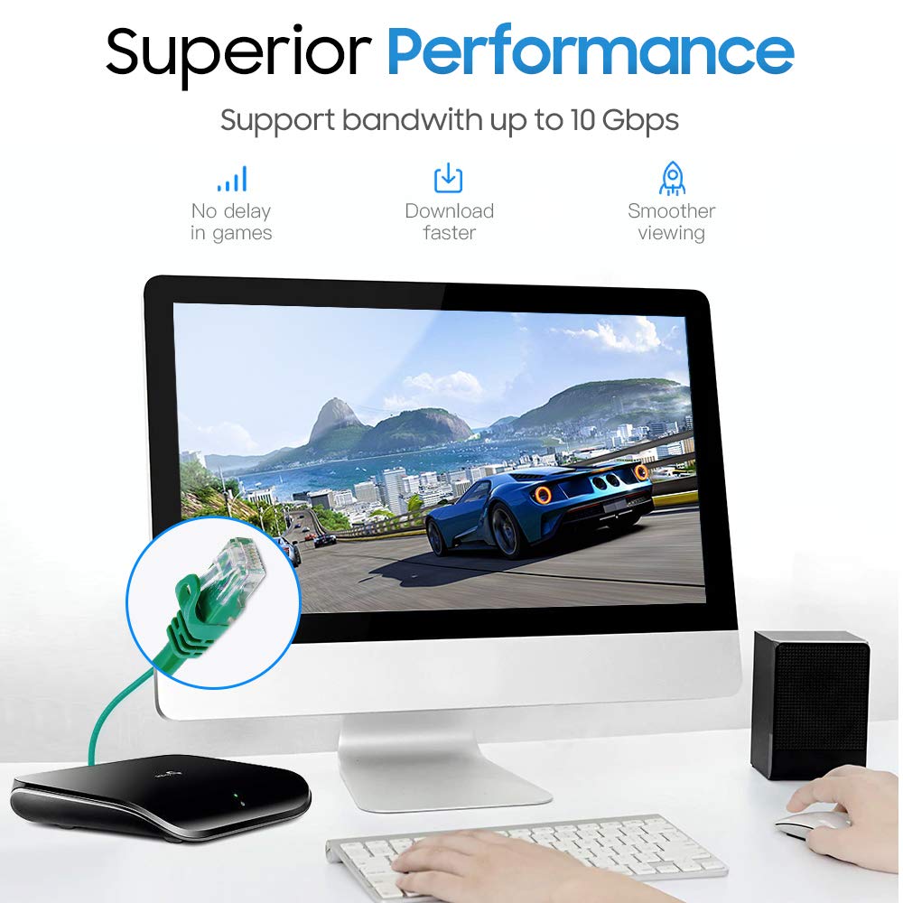 Cmple - Cat 6 Ethernet Cable 10 ft, Cat6 Patch Cables 10Gbps LAN Cable, 550MHz Network Cable, RJ45 Connectors, Compatible with Gaming Computer, Laptop, Modem, Router, HDTV, Gaming Console - Yellow