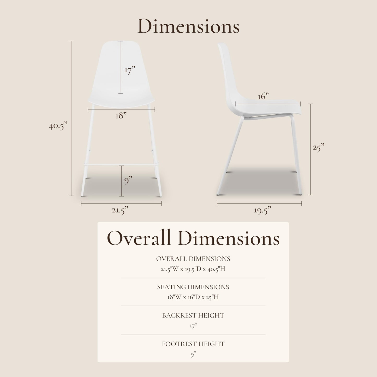 POLY & BARK Isla Modern Dining Chairs Set of 4 – Mid Century Modern Plastic Dining Chair with Metal Legs – Kitchen & Dining Room Chairs – Indoor/Outdoor – White