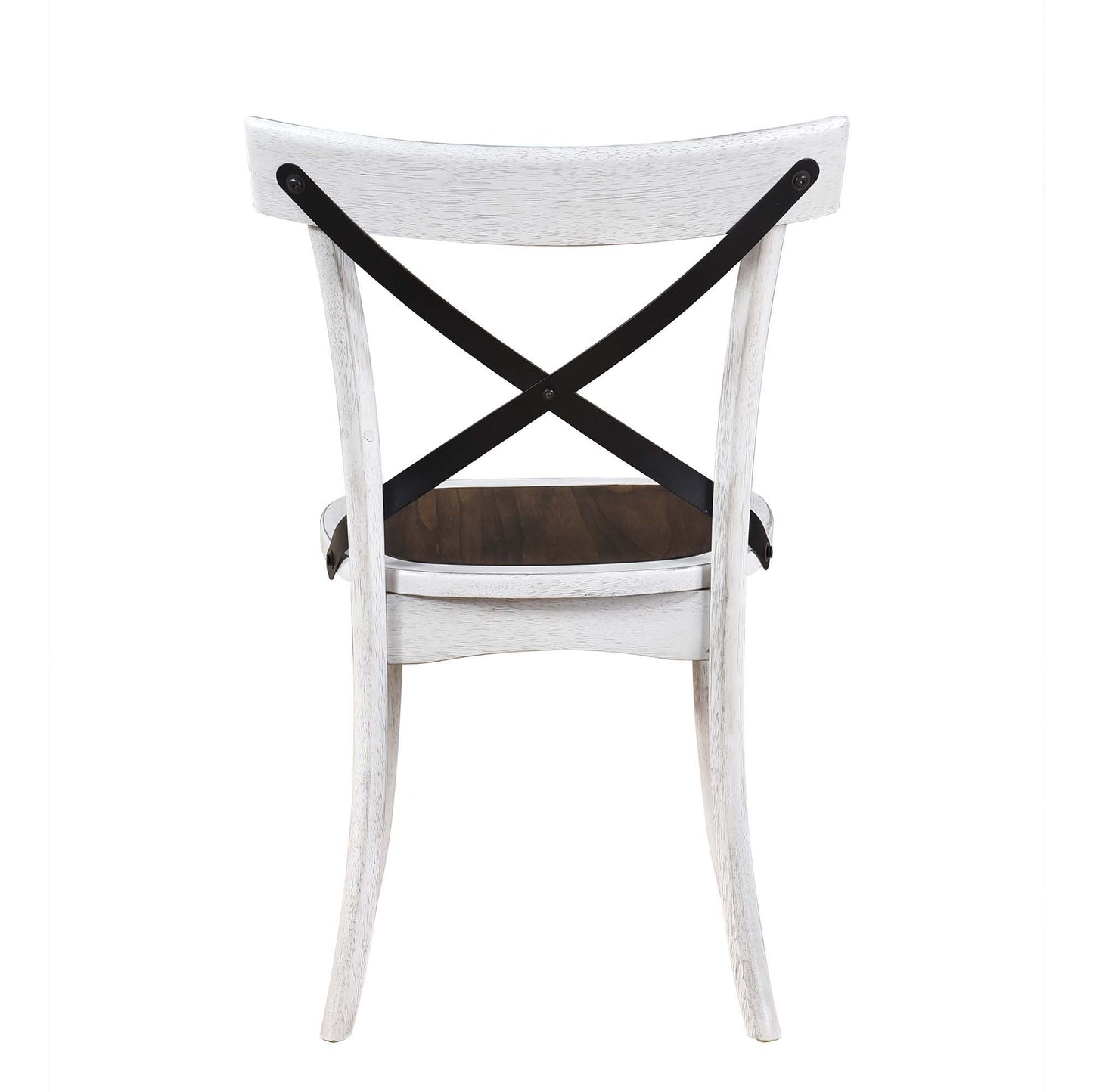 2 Pieces Set Dining Side Chair Rustic Modern Farmhouse Design Retro Design With Metal X Design - Antique Dark Oak / Antique White
