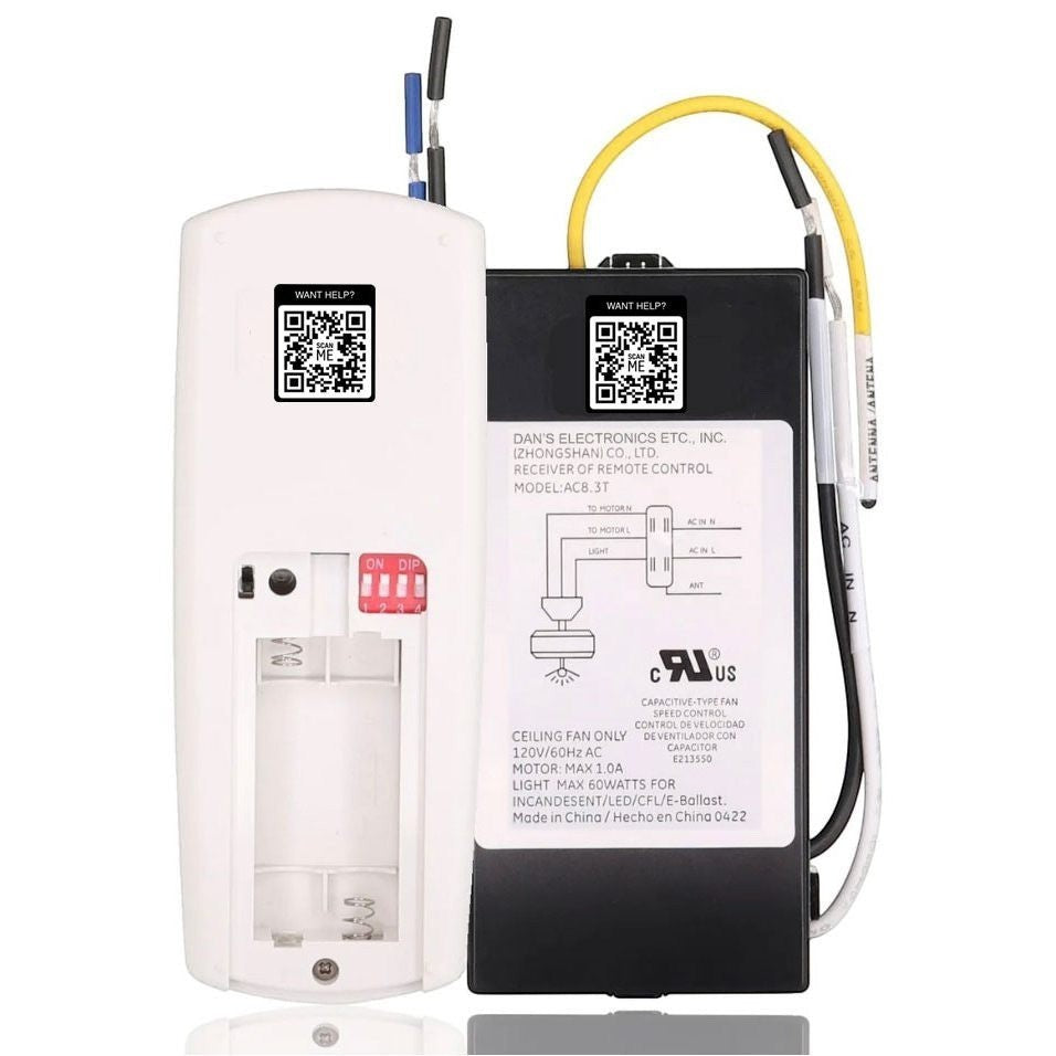 Anderic Substitute Kit for Hampton Bay AP-8RDL Ceiling Fan Receiver [63T-AC83T-KIT]