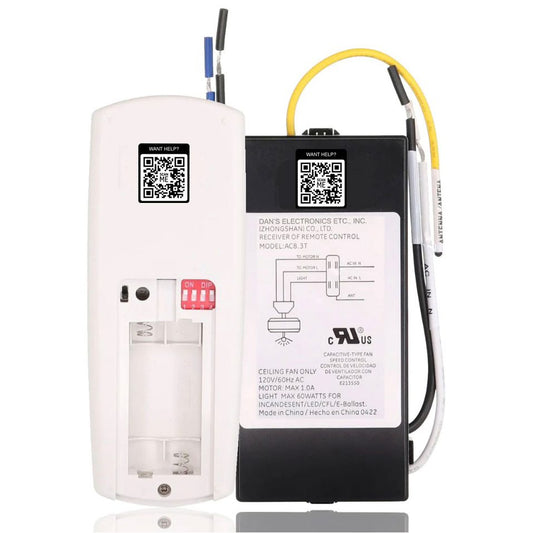 Substitute for Harbor Breeze A25TX013 TX013-R Ceiling Fan Remote Control [63T-AC83T-KIT]