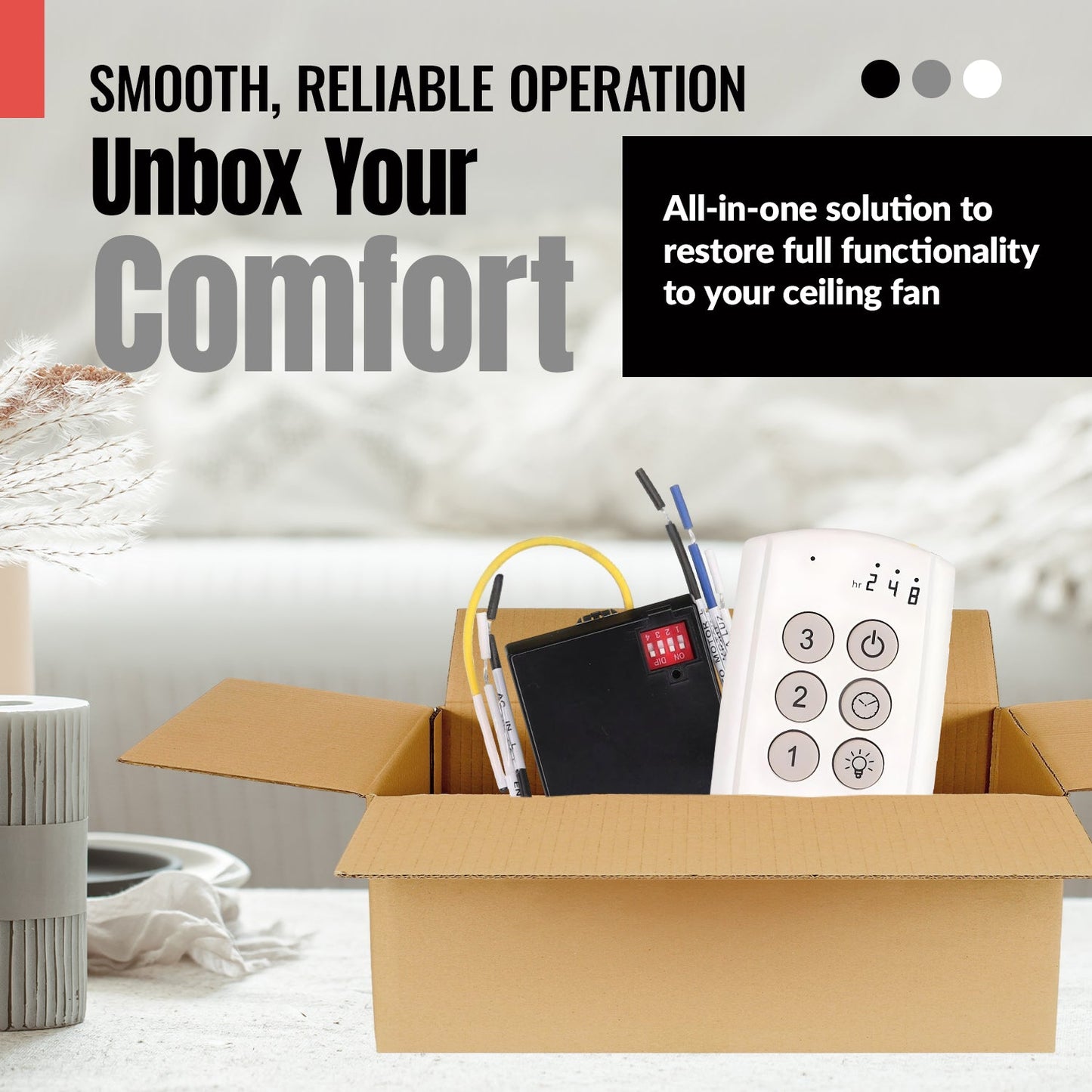 Substitute for Harbor Breeze A25TX013 TX013-R Ceiling Fan Remote Control [63T-AC83T-KIT]