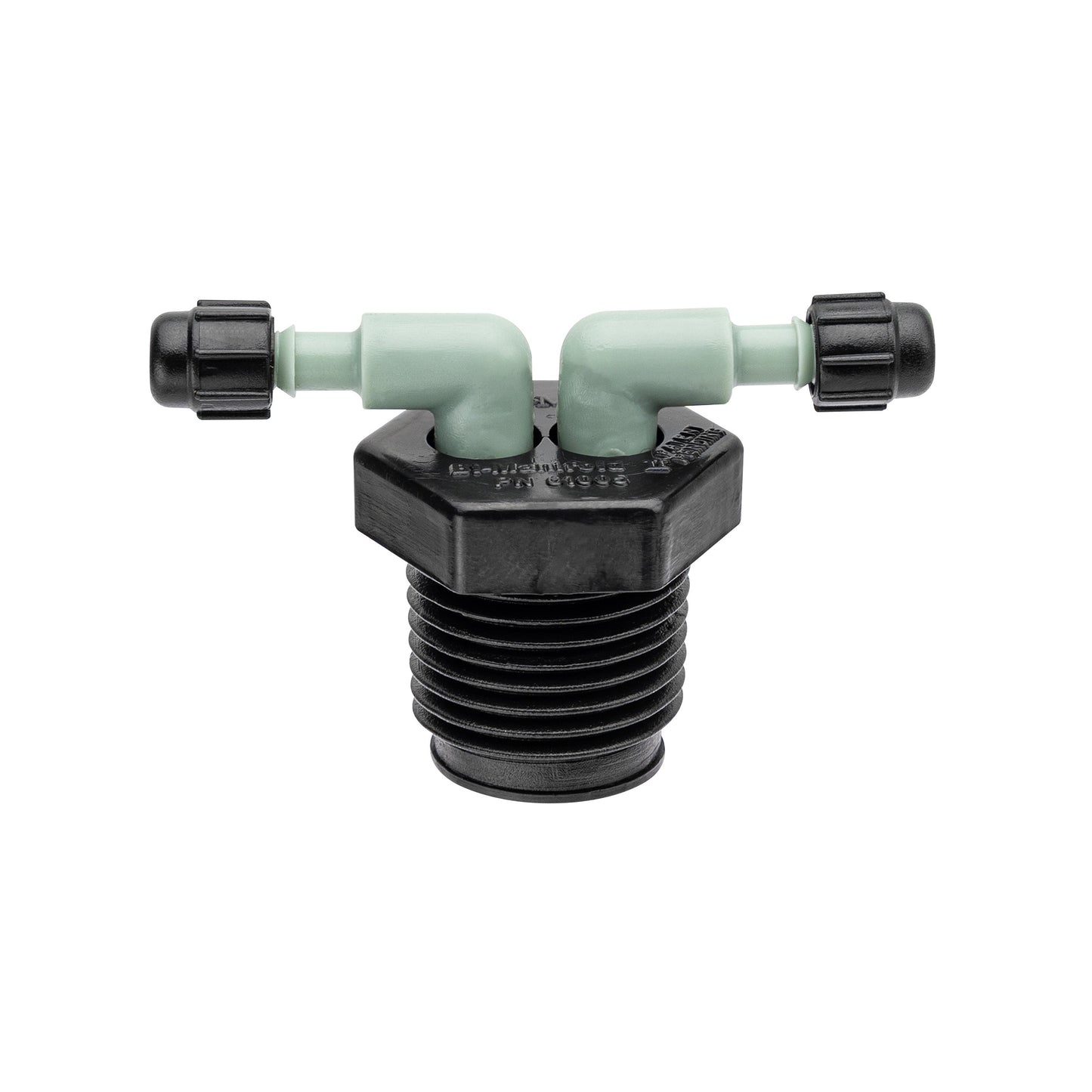 1/2" MPT x 1/4" Barb 2-Port Full Flow Drip Manifold 67035