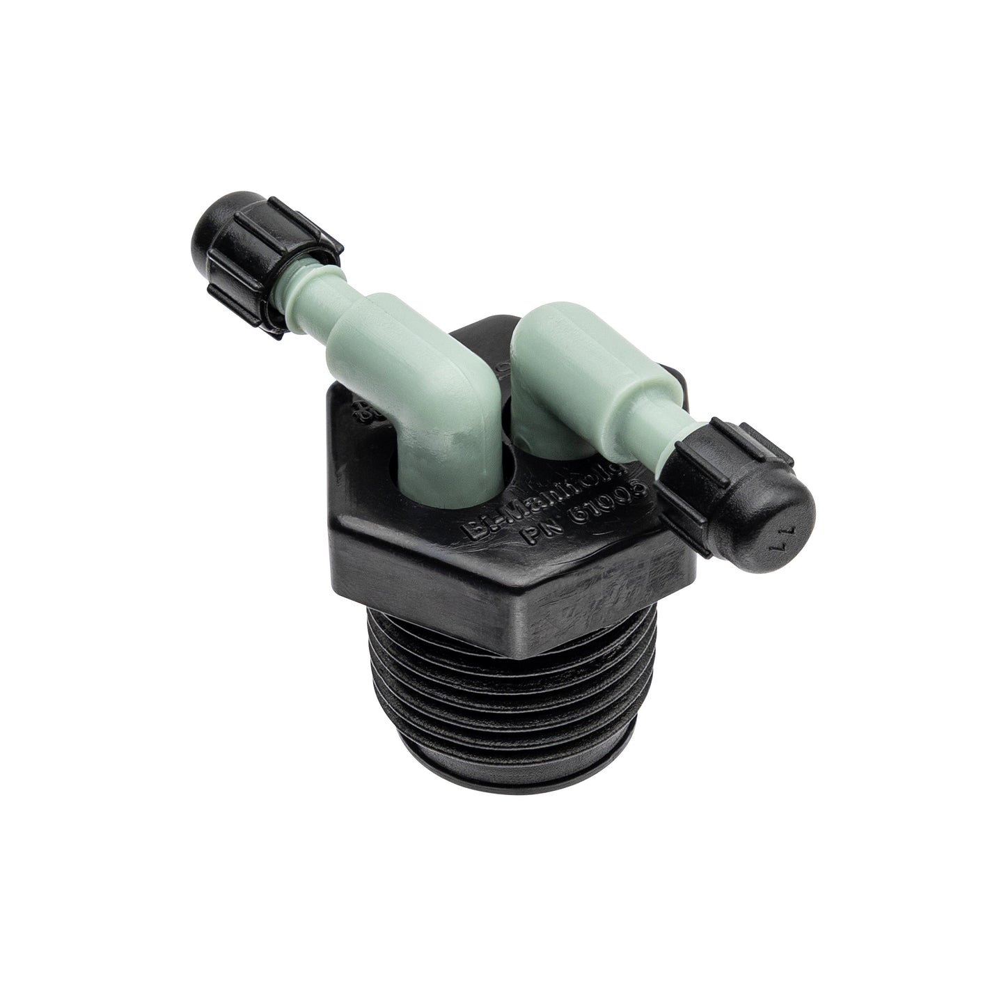 1/2" MPT x 1/4" Barb 2-Port Full Flow Drip Manifold 67035
