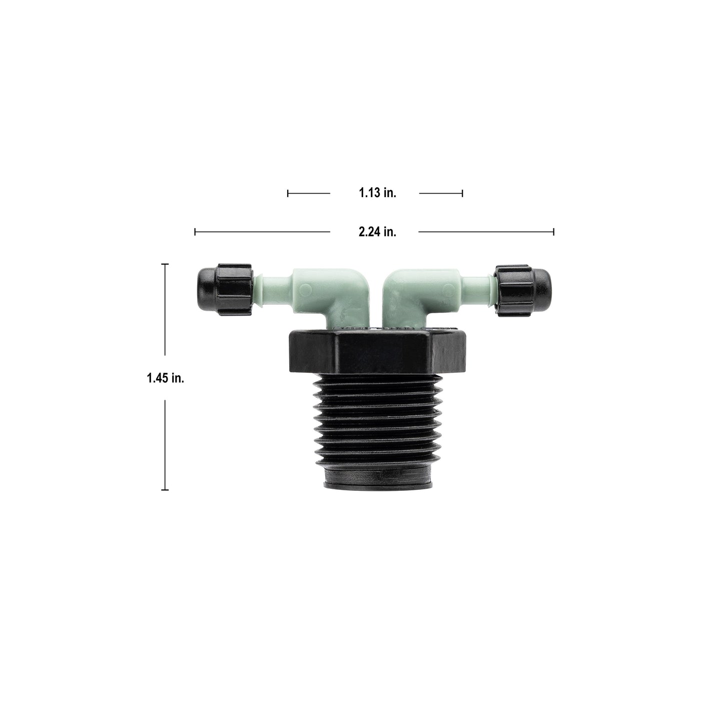 1/2" MPT x 1/4" Barb 2-Port Full Flow Drip Manifold 67035
