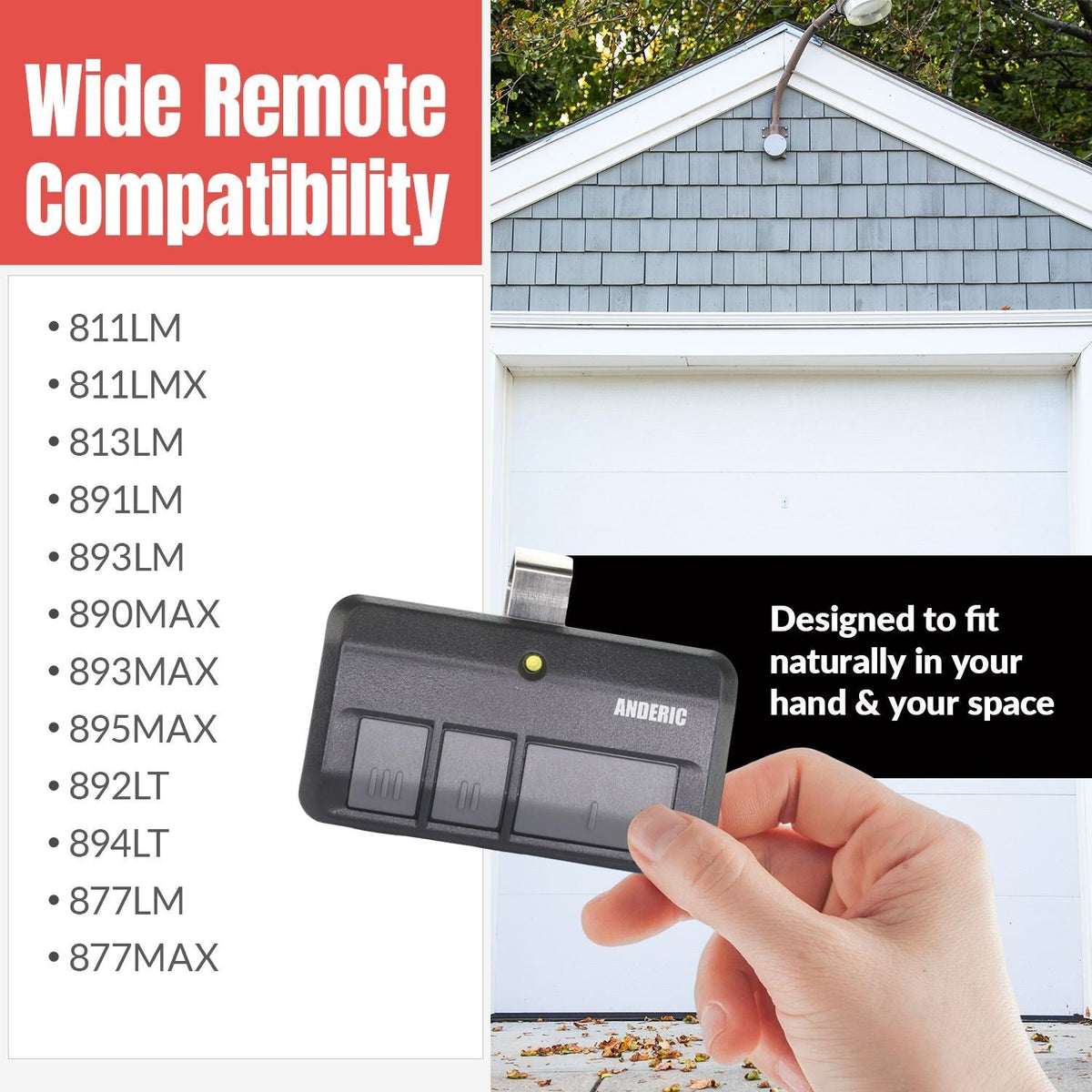 Anderic Substitute Kit for Linear Multi-Code 4120 two button 300 mhz Visor Garage Door Opener Remote Control [RR850LM]