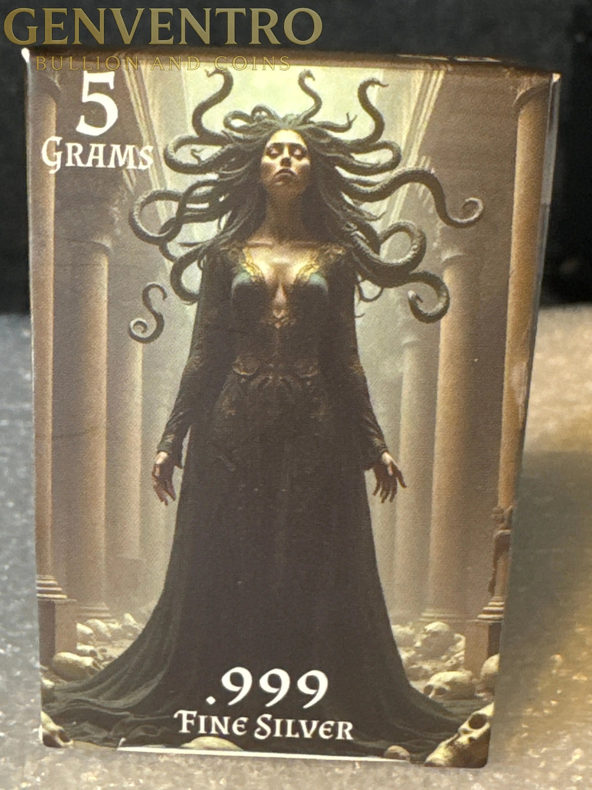 5 gram Pure .999 Silver Bar - Medusa - New Box w/ COA Pan Silver Company