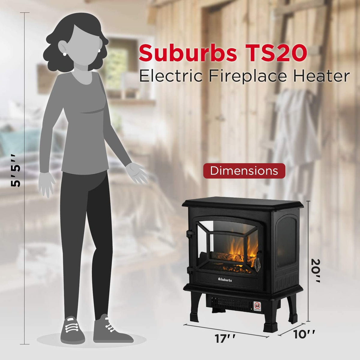 (Open Box) Suburbs TS20 Electric Fireplace Stove