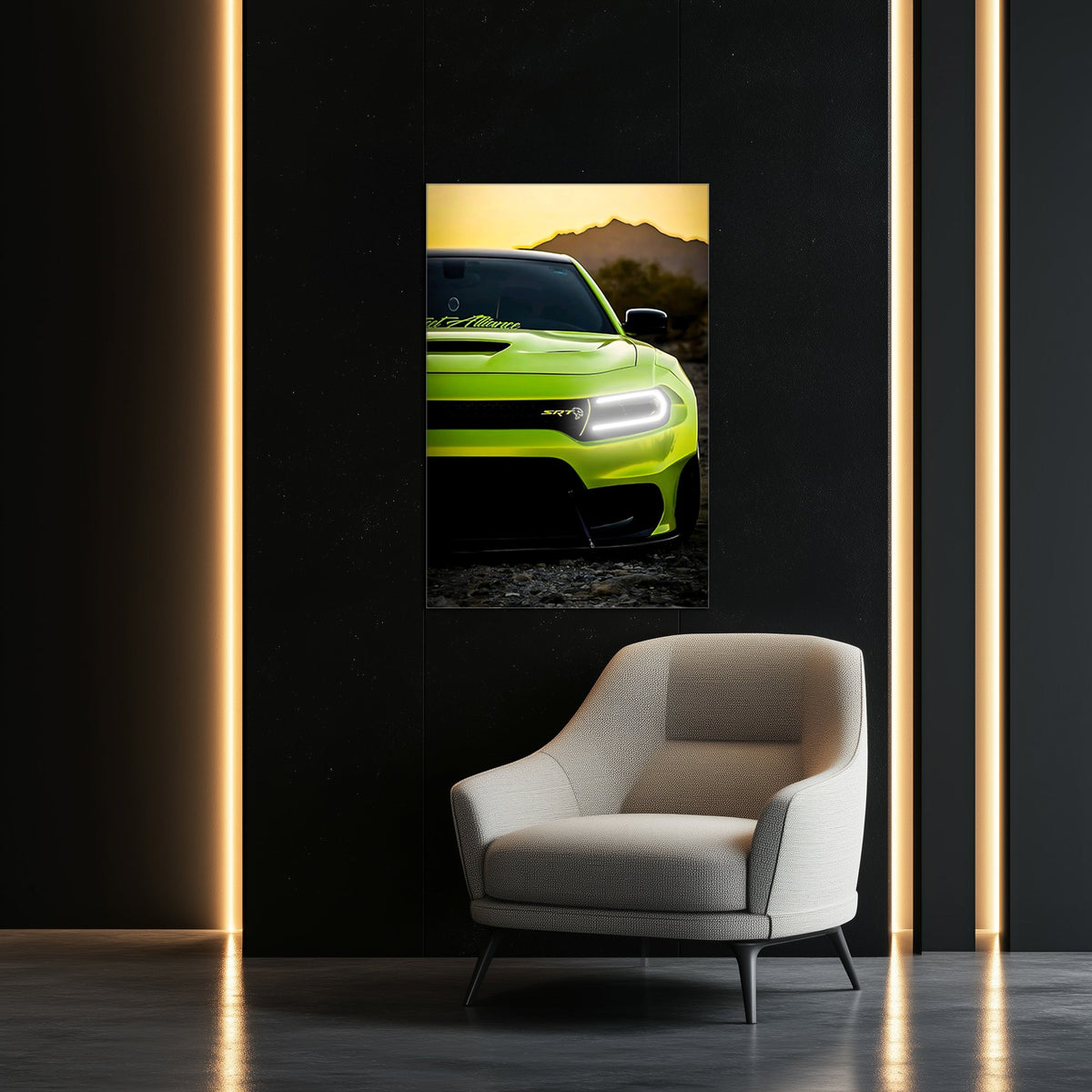 Neon LED Car Wall Art Sign - UV Printed Acrylic Garage Decor