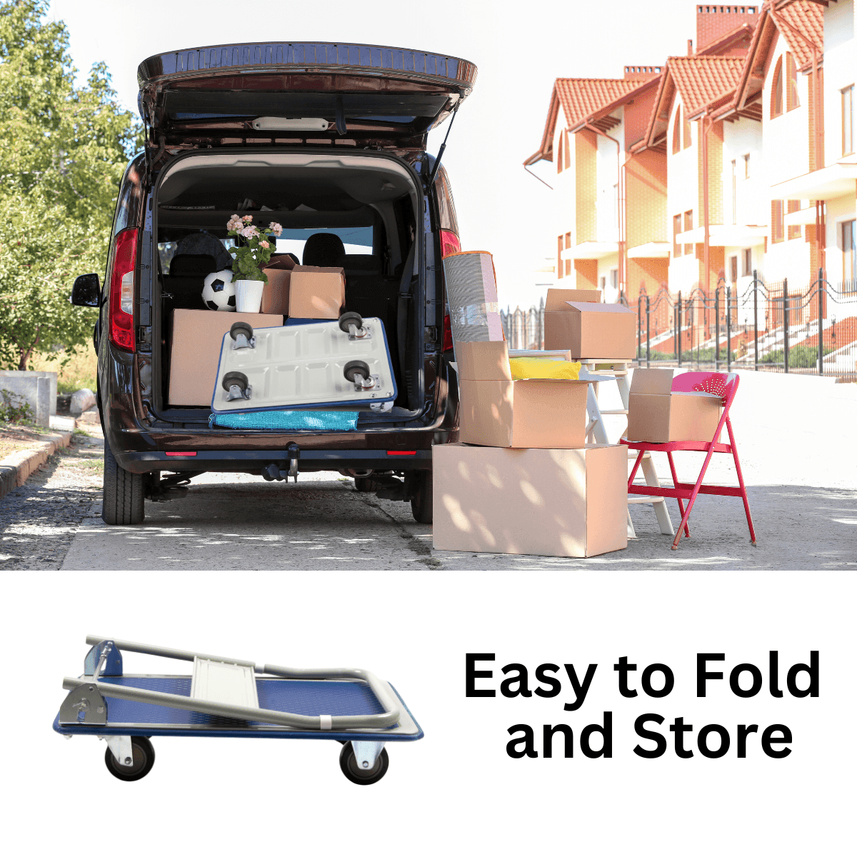 Platform Hand Truck, Compact & Foldable, 330-660 lb Capacity, Blue