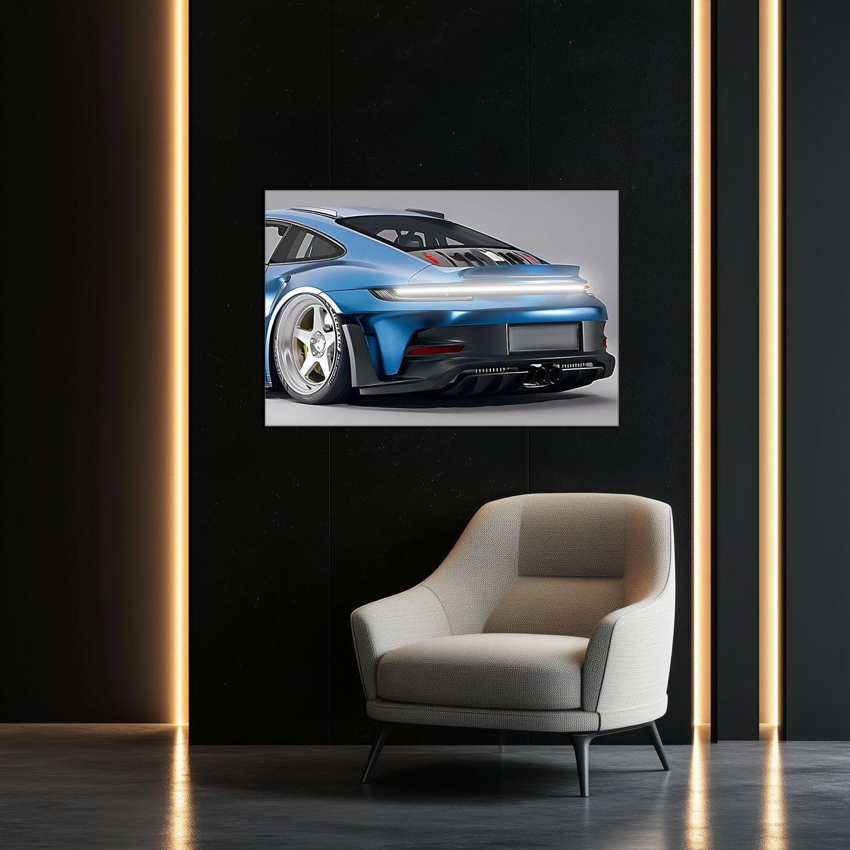 Neon LED Car Wall Art - Modern UV Printed Acrylic Garage Sign