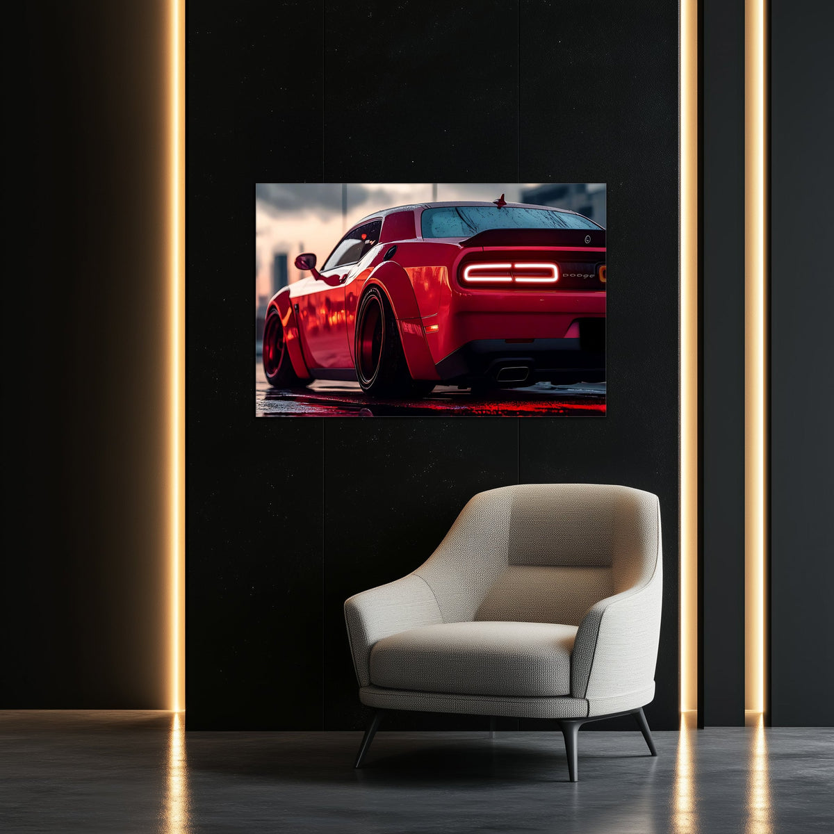 Neon LED Car Wall Art Sign - Hand Crafted UV Printed Illuminated