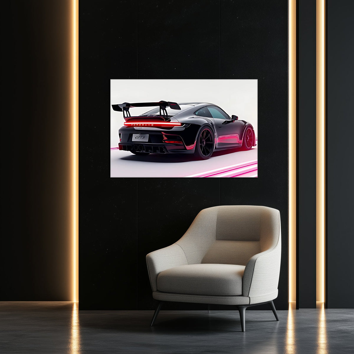 Neon LED Car Wall Art Decor Sign - Illuminated Sports Car Design