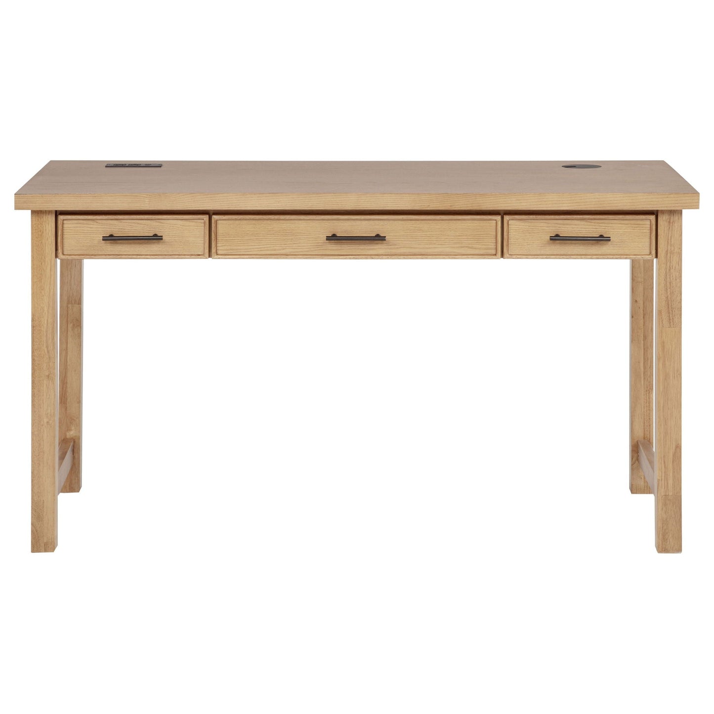 Vermes 55-inch 3-drawer Writing Desk with Power Outlet Light Ash
