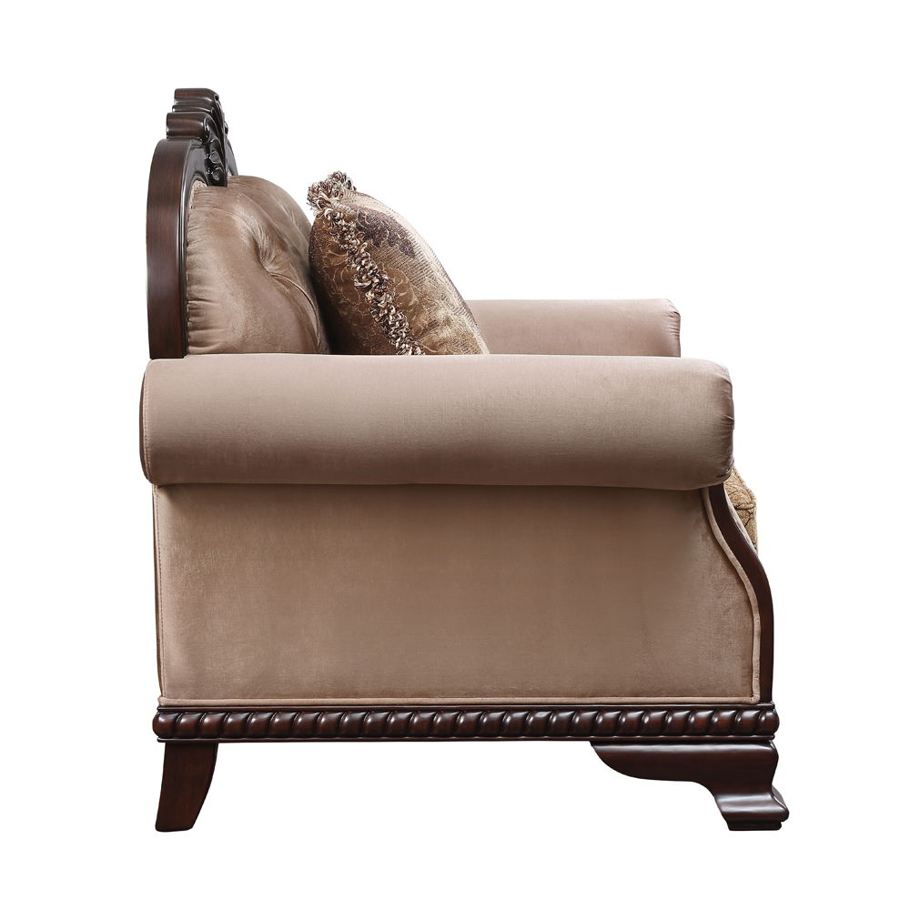 Chateau De Ville - Loveseat With 3 Pillows (Same Lv01589) - Fabric & Espresso