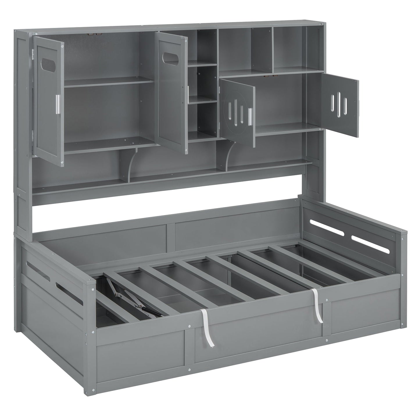 Daybed With All-In-One Cabinet And Shelf