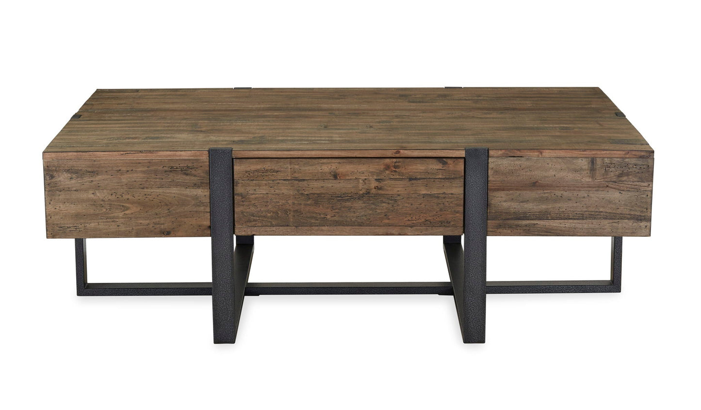 Prescott - Modern Reclaimed Wood Rectangular Cocktail Table - Rustic Honey
