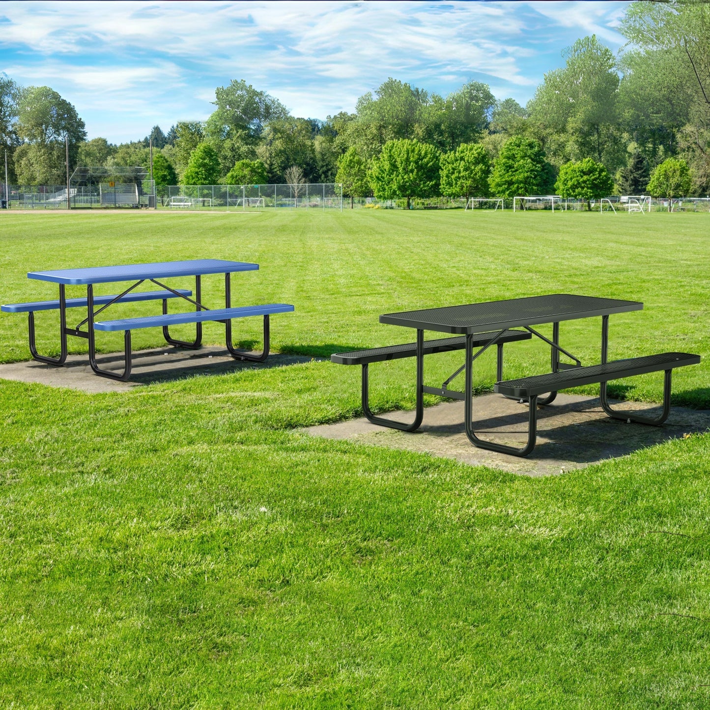 6 ft Metal Picnic Tables for Outdoors, Rectangle Coated Steel Patio Furniture Set