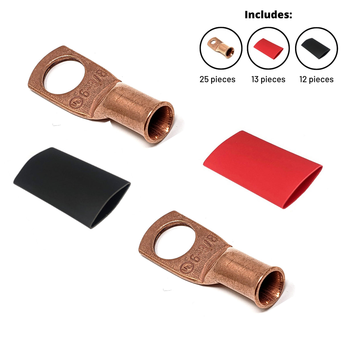 6 Gauge Cable Lugs with Heat Shrink Tubing Kit