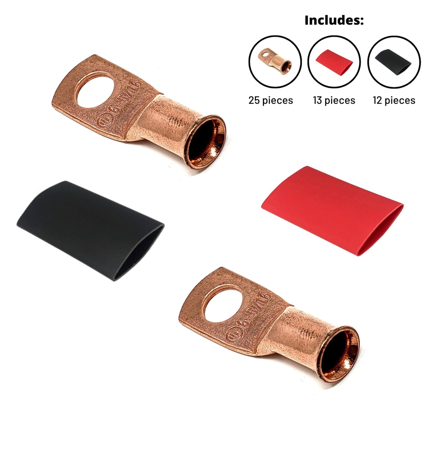 6 Gauge Cable Lugs with Heat Shrink Tubing Kit