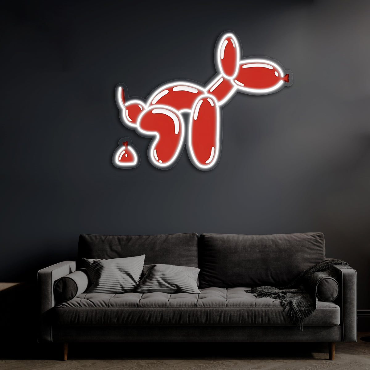 Dog Neon Wall Sign with UV Print - Modern Custom LED Light Art