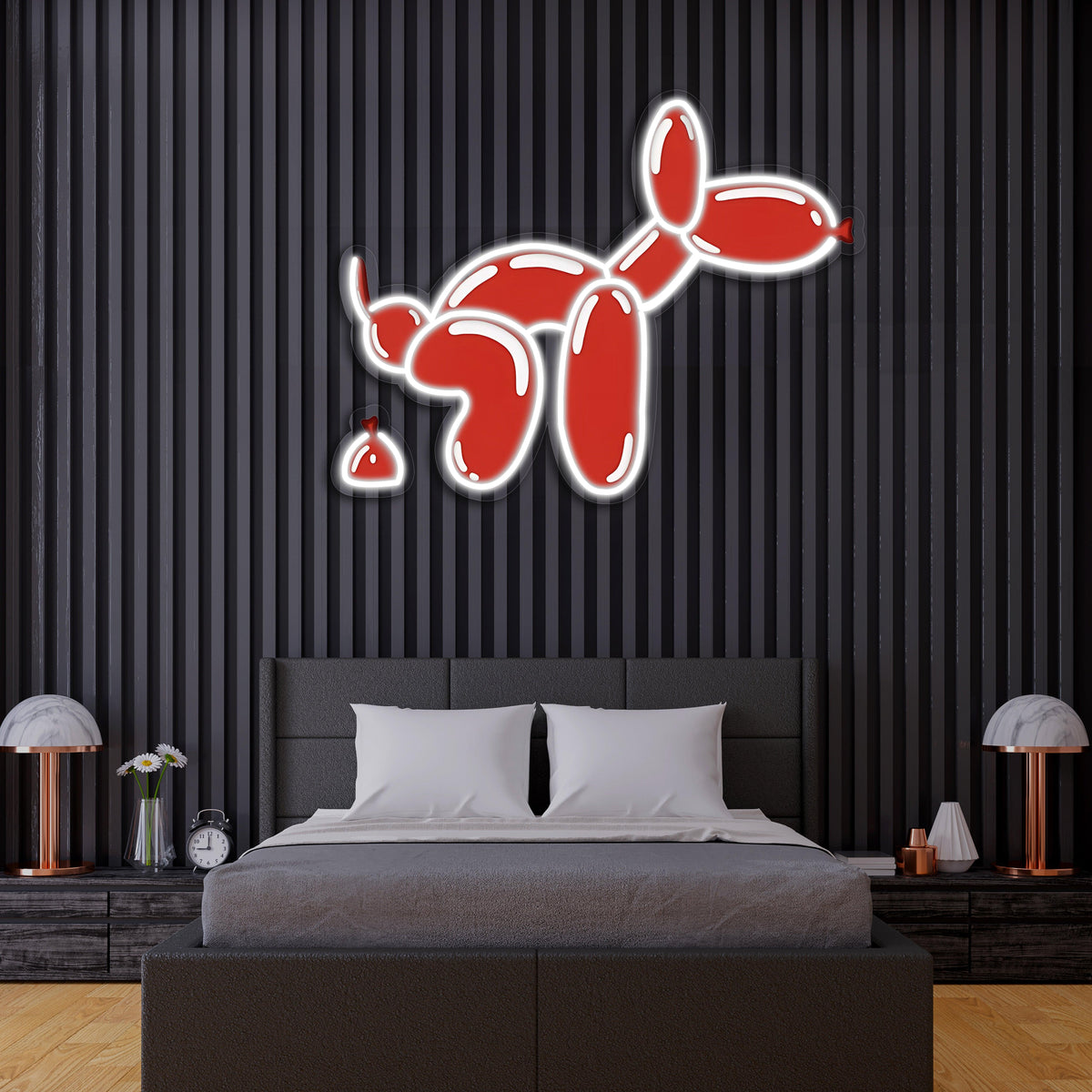 Dog Neon Wall Sign with UV Print - Modern Custom LED Light Art