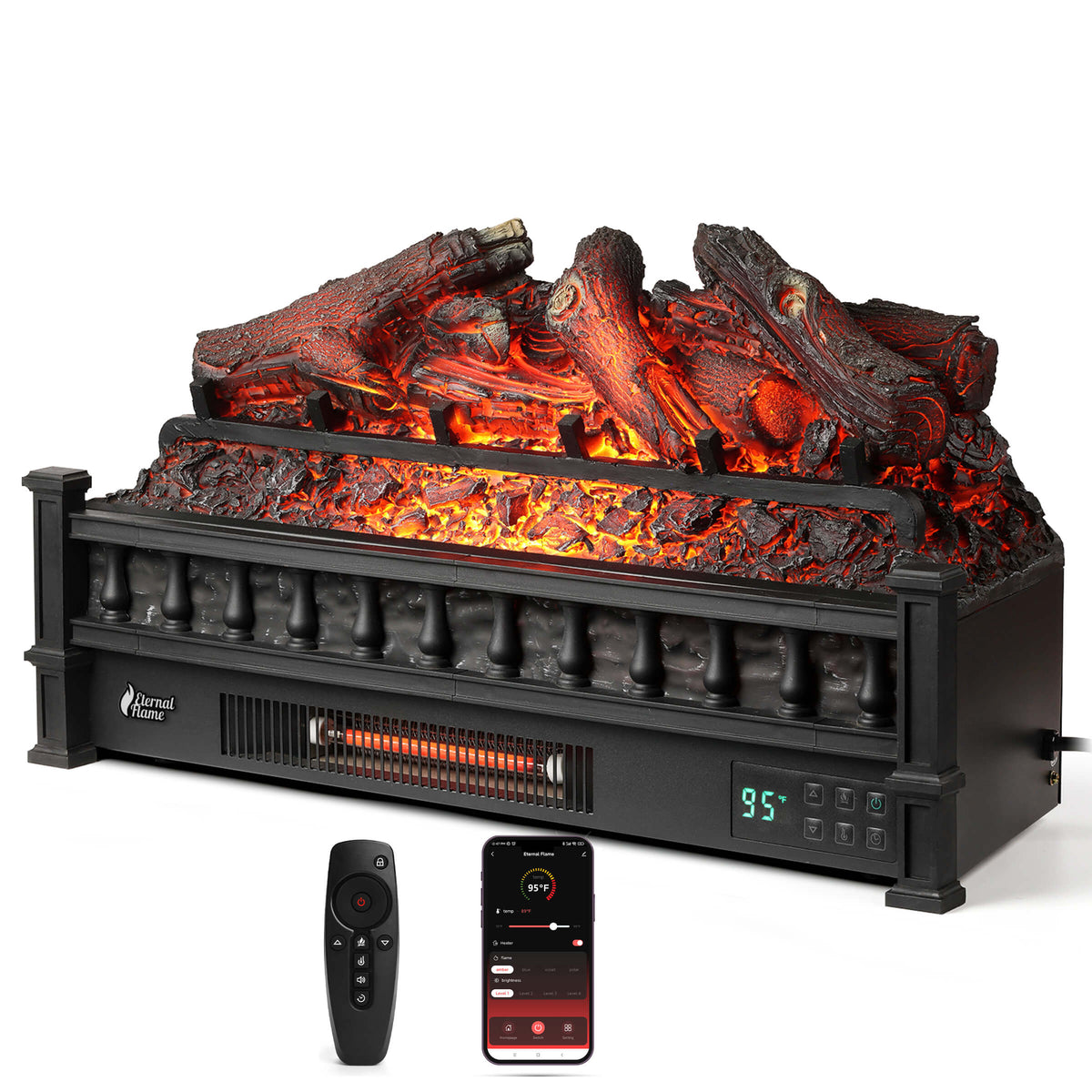 Eternal Flame EF26-LG Smart Electric Fireplace Logs, WiFi Enabled