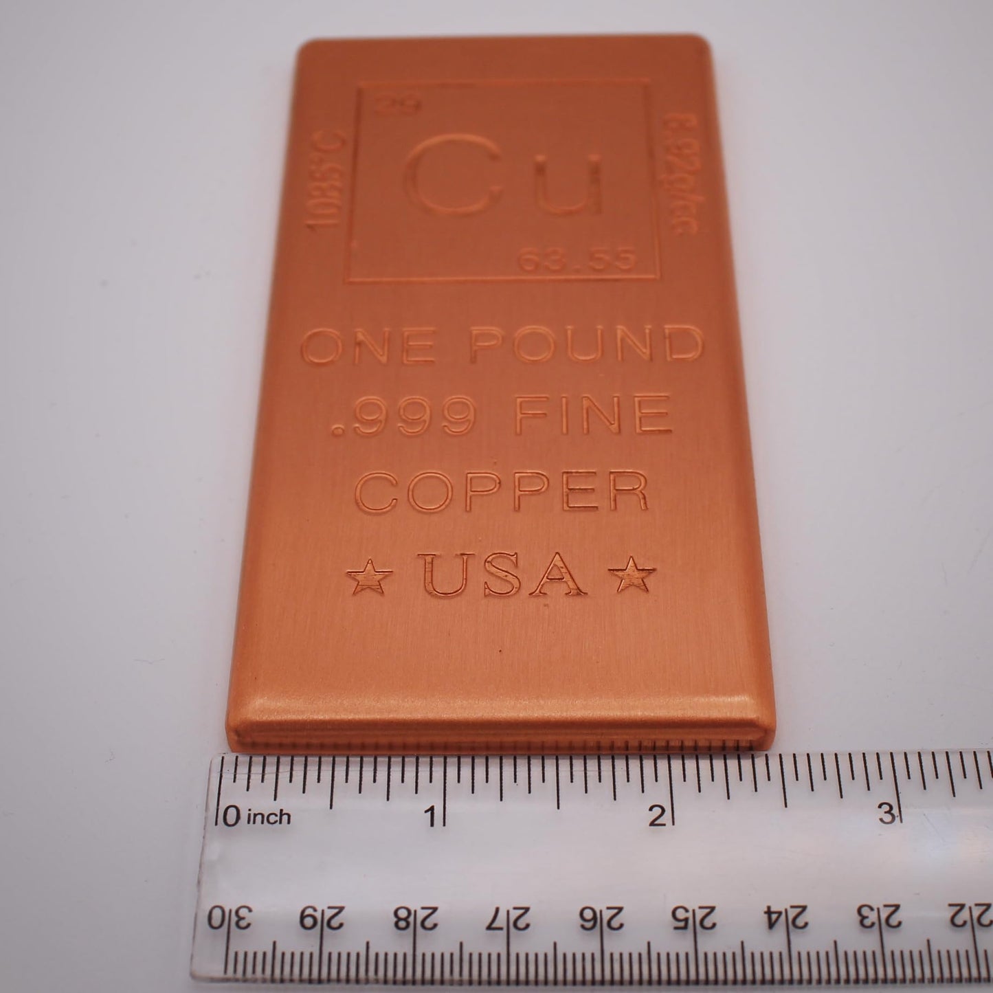 1 lb Copper Bar (Flat Style) .999 Pure Bullion with Periodic Table Element Design (1 Pound) by Mint State Gold
