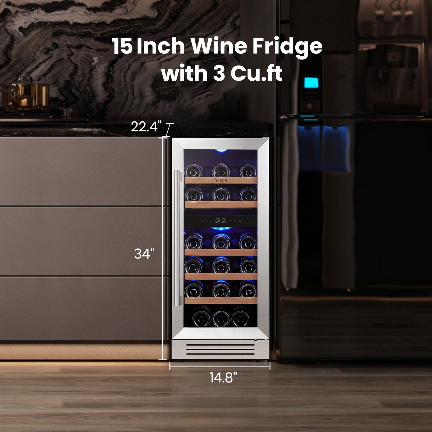 Yeego 24'' Wine Cooler Refrigerator - 52 Bottles Wine Fridge, 40-65°F Dual Zone Wine Refrigerator With Glass Door, Built-In/Freestanding/Under Counter, Adjustable Shelves Fridge for Home Bar Office