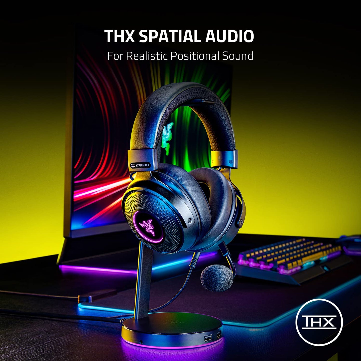 Razer Kraken V3 X Wired USB Gaming Headset: Lightweight Build - Triforce 40mm Drivers - HyperClear Cardioid Mic - 7.1 Surround Sound - Chroma RGB Lighting - Black