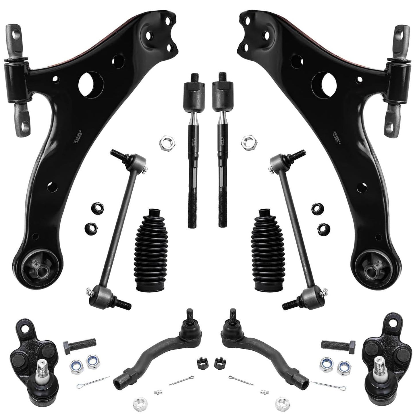 Detroit Axle - 12pc Front End Kit for 07-13 Chevy Silverado 1500 GMC Sierra | Suburban Yukon XL 1500 Tahoe Escalade ESV EXT, 2 Upper Control Arms 2 Sway Bars 4 Tie Rods 2 Lower Ball Joints 2 Boots