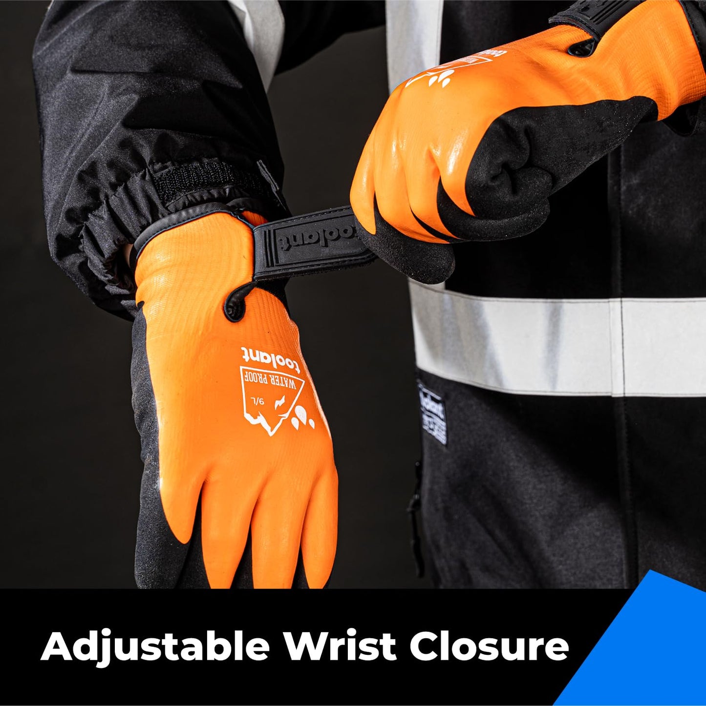 toolant 100% Waterproof Gloves for Men and Women, Winter Work Gloves for Cold Weather, Touchsreen, Thermal Gloves for Freezer Work, Fishing and Gardening, With Grip, Grey, X-Large
