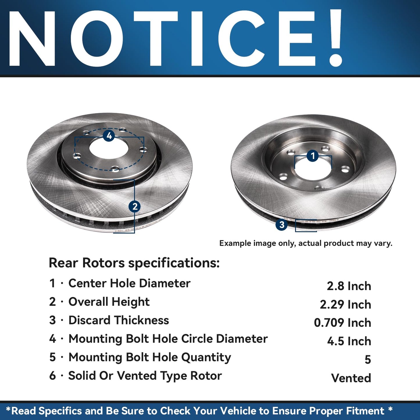Detroit Axle - Front Brake Kit for 06-11 Honda Civic 2006 2007 2008 2009 2010 2011 Disc Brake Rotors Ceramic Brakes Pads Replacement Brake Kit