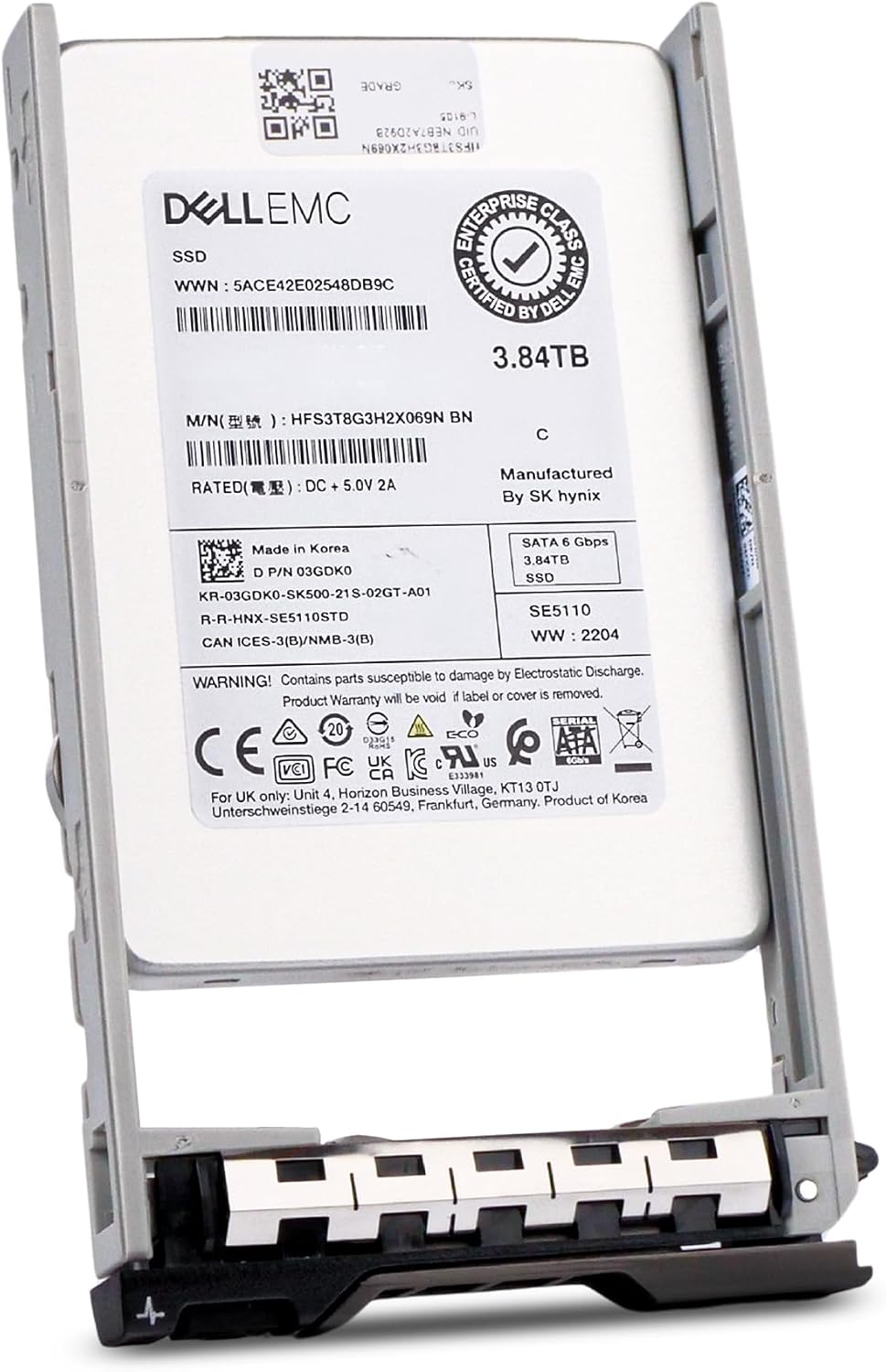 Dell 3.84TB SATA 6Gb/s 3D TLC 1DWPD 2.5in Enterprise PowerEdge Read Intensive SSD for R630 R730 R730xd R830 R930 R620 R720 R720xd R520 R420 400-BCSI G13 (Renewed)