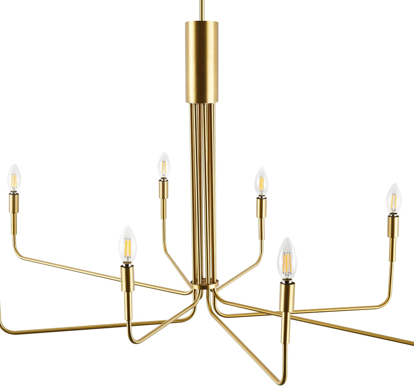 Light Society Bella 8-Light Candelabra Chandelier, Brushed Brass Finish, Contemporary Mid Century Modern Style Lighting Fixture