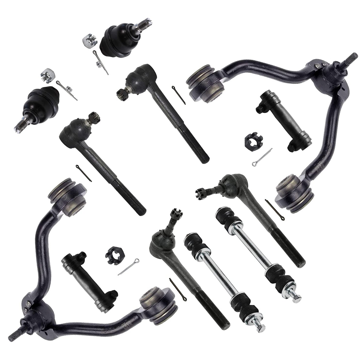 Detroit Axle - 12pc Front End Kit for 07-13 Chevy Silverado 1500 GMC Sierra | Suburban Yukon XL 1500 Tahoe Escalade ESV EXT, 2 Upper Control Arms 2 Sway Bars 4 Tie Rods 2 Lower Ball Joints 2 Boots