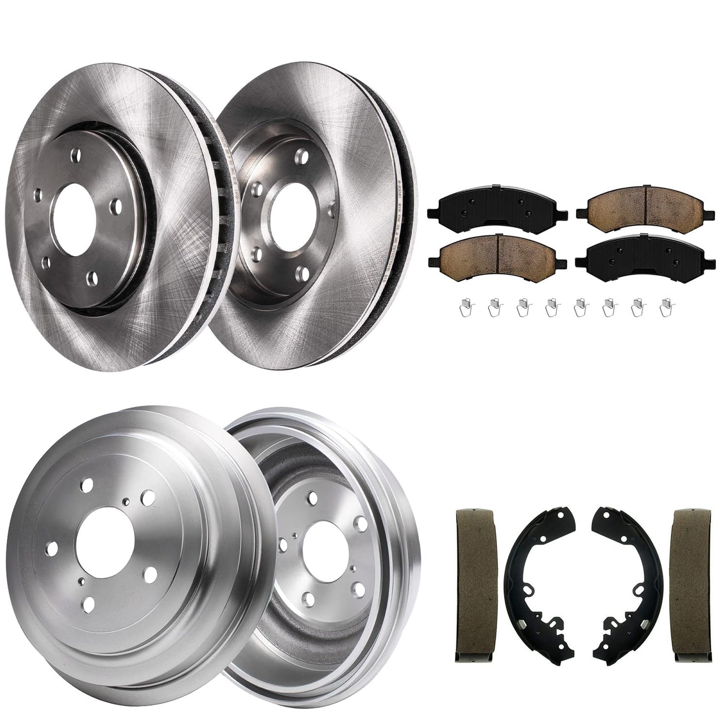 Detroit Axle - 8pc Brake Kit for 2016-2021 Honda Civic, Disc Brake Rotors Ceramic Brakes Pads with Hardware 2017 2018 2019 2020 Replacement : 11.10" inch Front and 10.24" inch Rear Rotor
