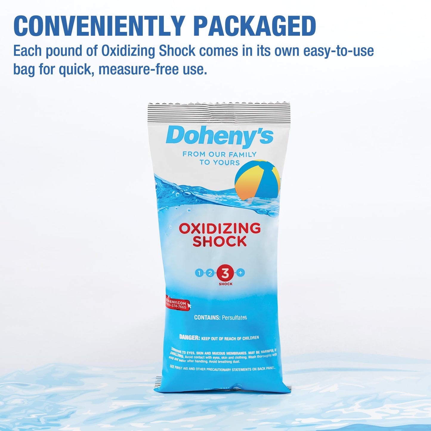 Doheny's Chlorine-Free Oxidizing Shock | Fast-Dissolving | Removes Chloramines & Boosts Free Chlorine | Safe to Swim 15 Minutes After Application | 12 x 1lb Bags (12lb Total)