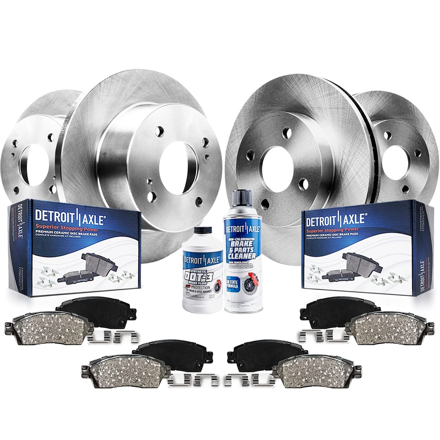 Detroit Axle - Brake Kit for Subaru Impreza Forester Legacy Outback 11.54'' inch Front & 11.26" inch Rear Disc Brake Rotors Ceramic Brake Pads Front and Rear Replacement, Brakes and Rotors