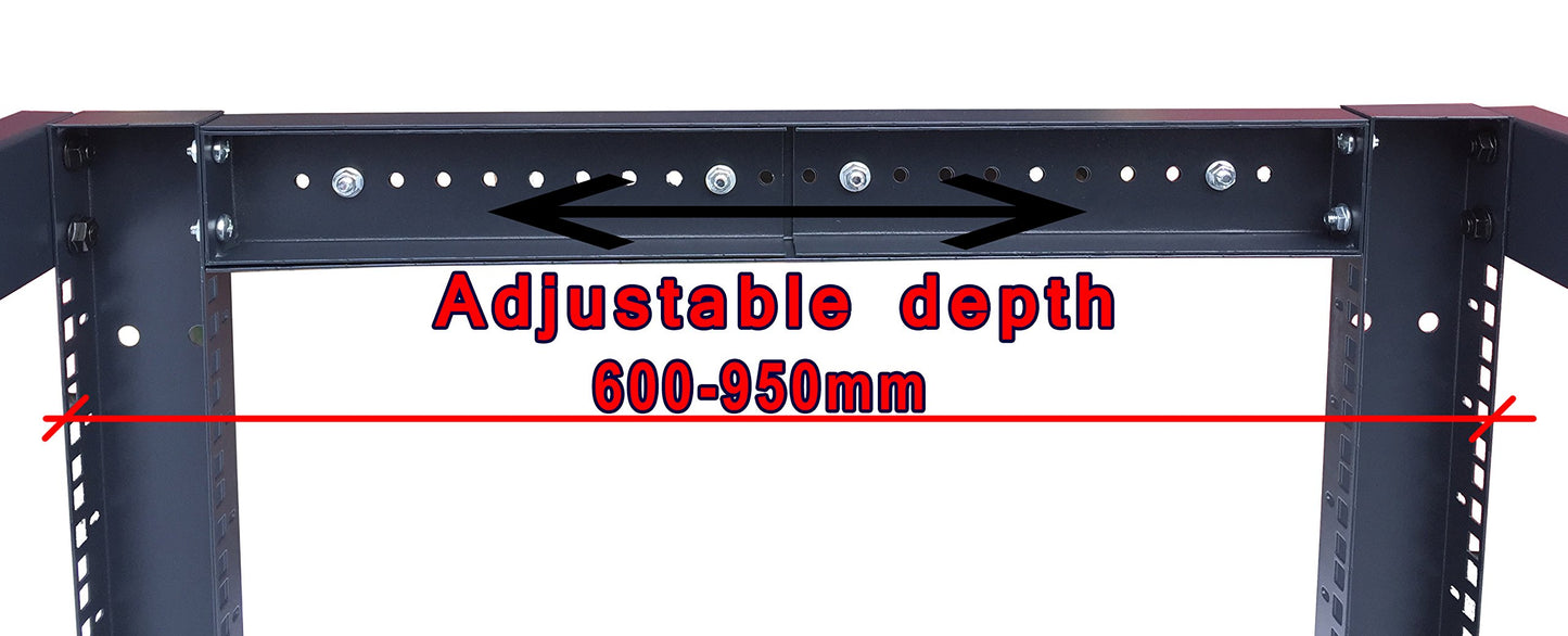 42U 4-Post Open Frame Server Rack – Adjustable Depth 24"–37", 19" Network Equipment Rack with Square Mounting Holes, Floor Standing Steel Rack for IT, AV & Telecom