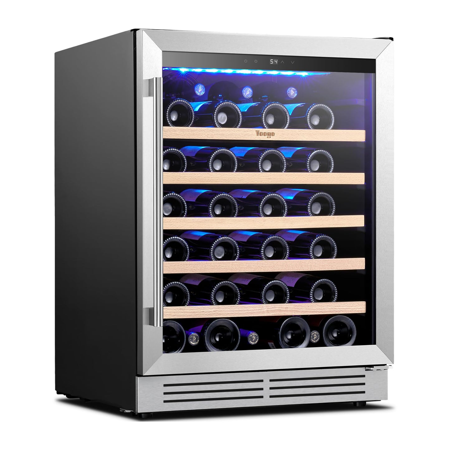 Yeego Wine Fridge Cooler - 24 Inch Dual Zone Wine Fridge Hold 52 Bottles, 40-65°F Wine Refrigerator Glass Door, Built in Fridge, Freestanding Adjustable Shelves Fridge for Beer Soda Drink Home Bar