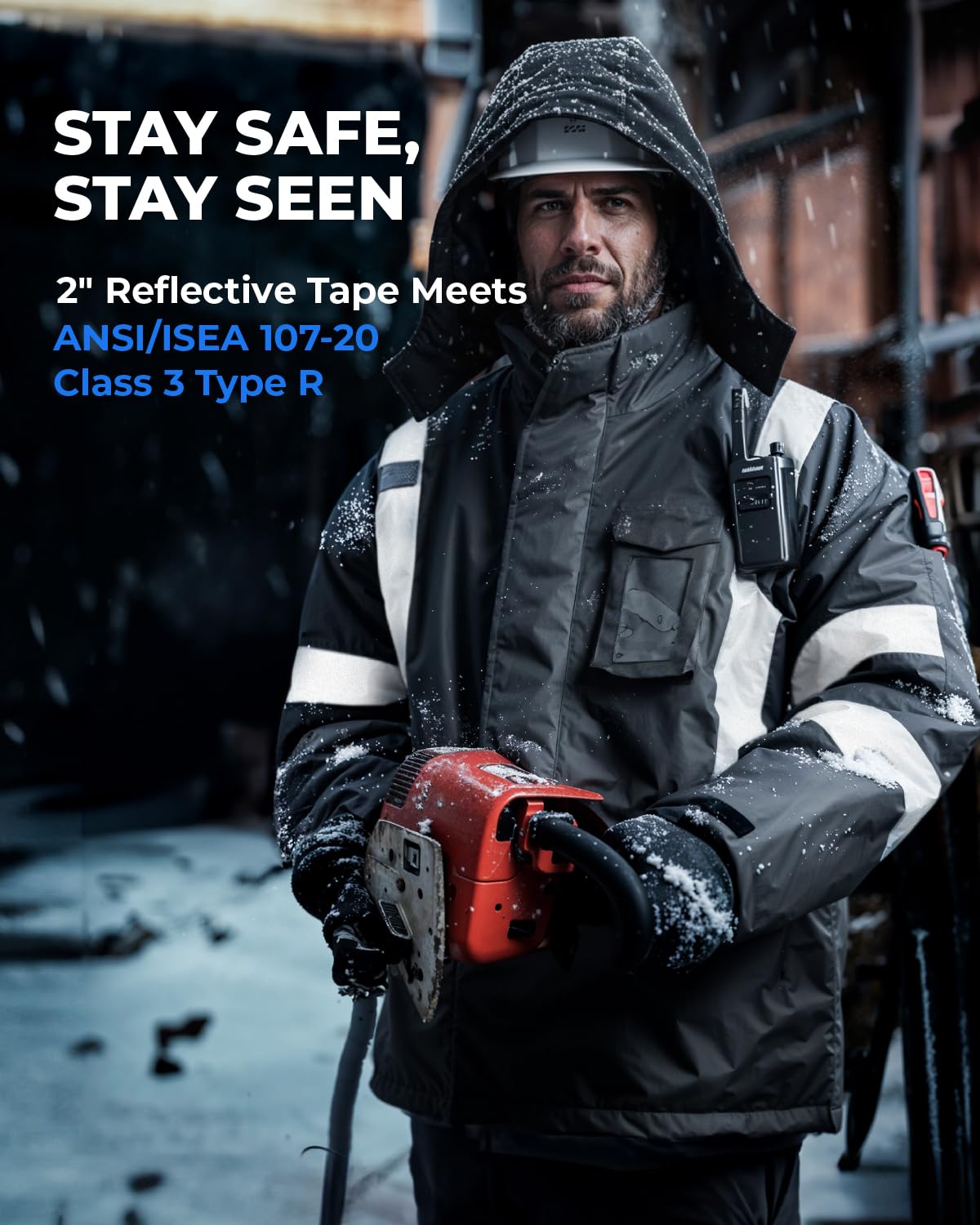 toolant 100% Waterproof Safety Jackets for Men, Hi Vis Reflective Work Jackets, Construction Rain Coats for Cold Weather