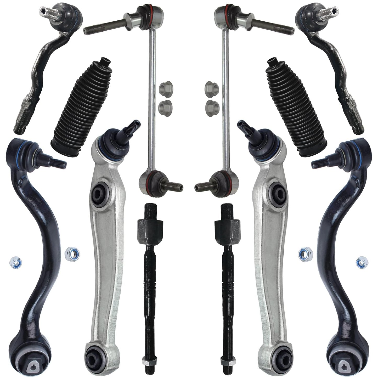 Detroit Axle - 12pc Front End Kit for 07-13 Chevy Silverado 1500 GMC Sierra | Suburban Yukon XL 1500 Tahoe Escalade ESV EXT, 2 Upper Control Arms 2 Sway Bars 4 Tie Rods 2 Lower Ball Joints 2 Boots