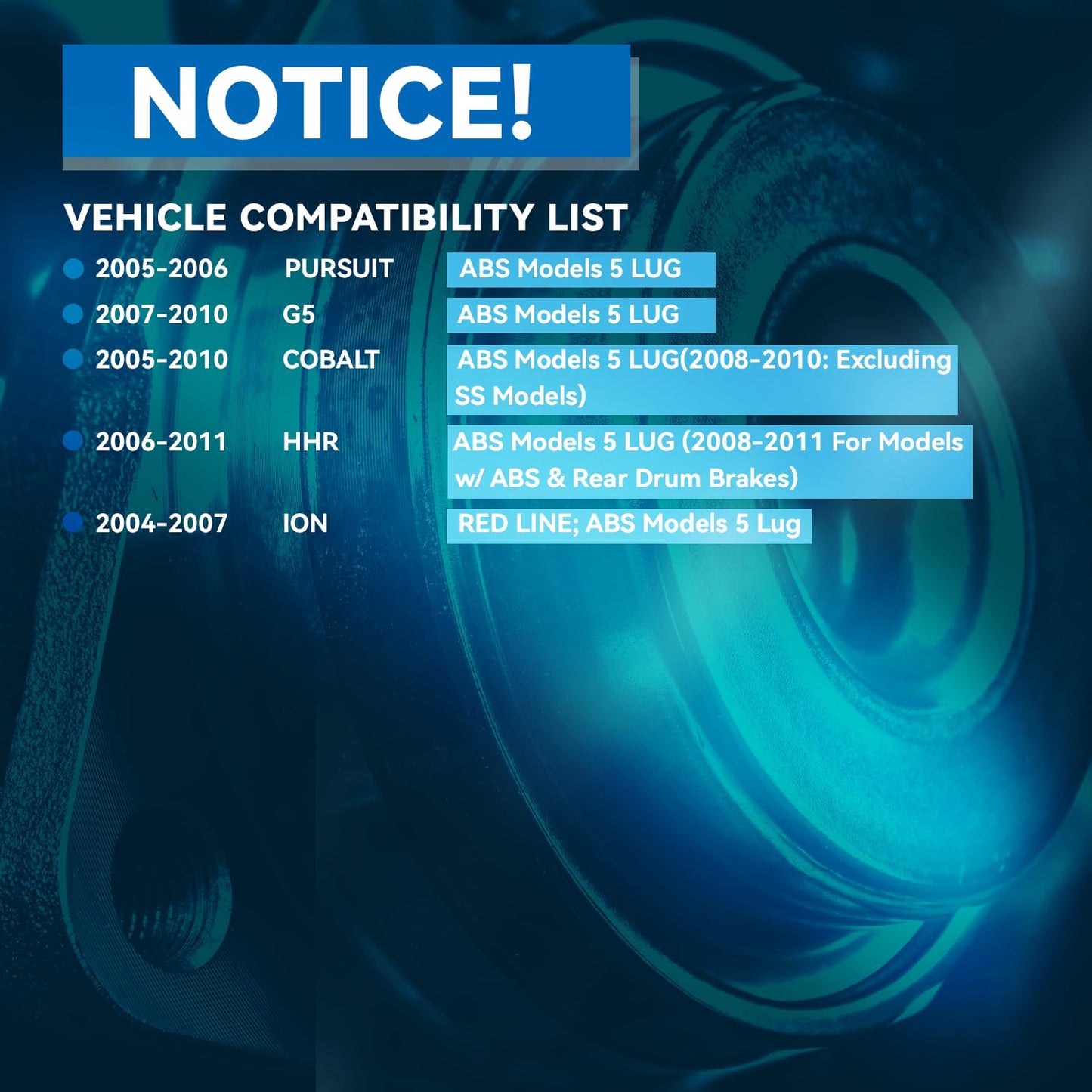 Detroit Axle - 2 Front Wheel Bearing Hub Assembly for Chevy Malibu 2013-2015 Impala 14-17, for Buick Lacrosse Regal 11-17 Cadillac XTS CTS 14-16, for GMC Terrain Equinox 10-17, 5 Lugs Replacement