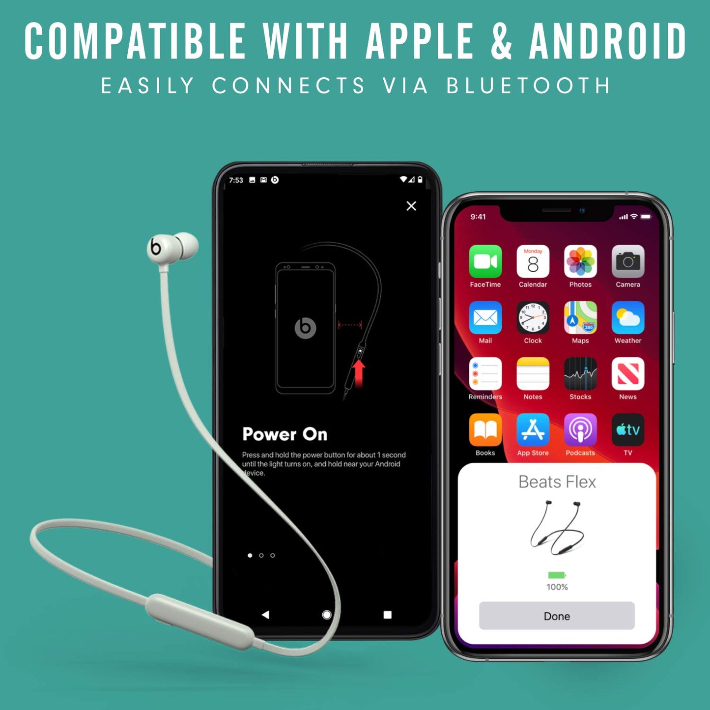 Beats Flex Wireless Earbuds - Apple W1 Headphone Chip, Magnetic Earphones, Class 1 Bluetooth, 12 Hours of Listening Time, Built-in Microphone - Black