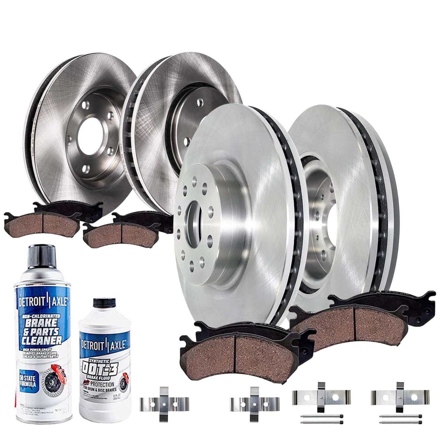 Detroit Axle - Brake Kit for 2011-2020 Jeep Grand Cherokee Dodge Durango | Disc Brakes Rotors Ceramic Brake Pads Replacement 12.99" inch Front and Solid Rear Rotor